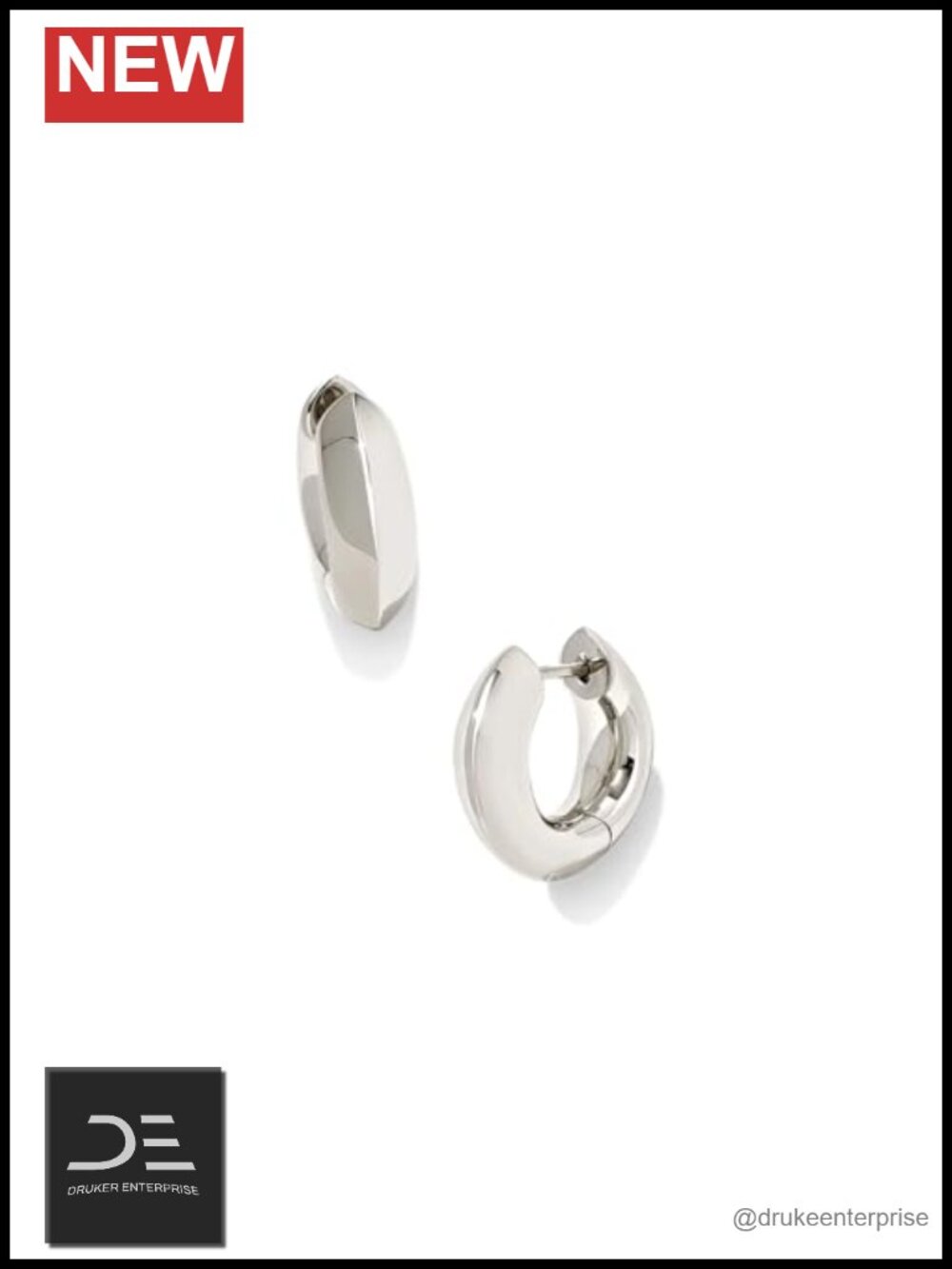 Silver Rhodium Over Brass Huggie Earrings for Women Kendra Scott Mikki Style